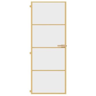 Berkfield Home Interior Door Slim Golden 76x201.5 cm Tempered Glass & Aluminium in Gold