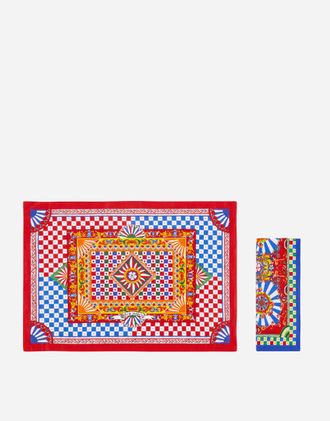 Dolce & Gabbana Set Linen Placemat And Napkin - Place Mats Multicolor Onesize