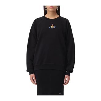 Vivienne Westwood Sweatshirts, female, Black, Size: 2XS Black Embroidered Sweatshirt