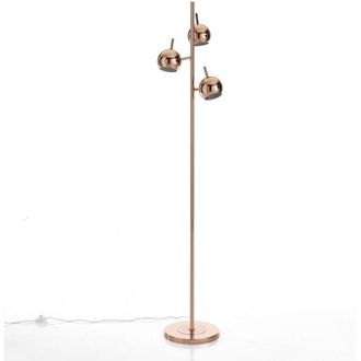 Oresteluchetta Lampada da terra 3 paralumi in metallo finitura rame cm. &Oslash;.27 H.165