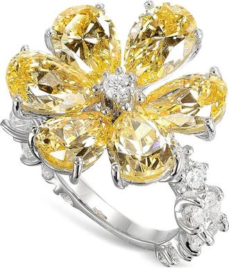 Anabela Chan Anello Marguerite Daisy in oro giallo 18 carati con diamanti - Argento