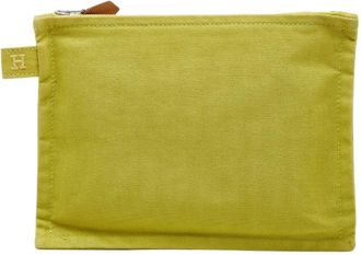 Herm&egrave;s Green Cotton Pouch (Pre-Owned)