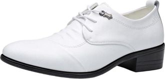 Generic Mens Height Increasing Dress Shoes Low Top Soft Sole Lace Up Comfortable Soft Upper Youth Style Fashion Footwear Hidden Lift Design for Wedding Busine