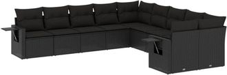 vidaXL Vidaxl - Set De Sof&aacute;s De Jard&iacute;n 10 Pzas Cojines Rat&aacute;n Sint&eacute;tico Negro