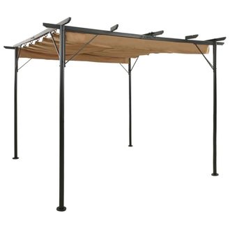 Berkfield Home Pergola with Retractable Roof Taupe 3x3 m Steel 180 g/m &sup2; in Beige