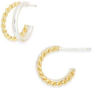 Argento Vivo Two-Tone Twisted Double Hoop Earrings in Gold/Silver at Nordstrom Rack