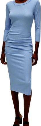 Michael Stars 3/4 Sleeves Midi Dress In Cornflower Blue