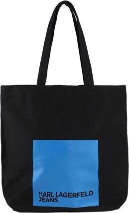 Karl Lagerfeld Klj Logo Patch Tote with Zip Pocket in Two-Tone Black Canvas