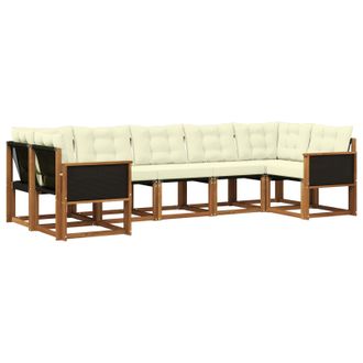 vidaXL Conjunto De Sof&aacute;s De Exterior Con Coj&iacute;n 7 Pcs Natural Y Crema Vidaxl
