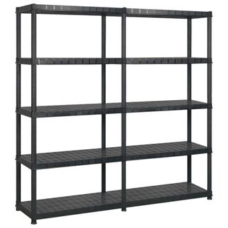 vidaXL Estanter&iacute;as De Almacenaje 5 Niveles Pl&aacute;stico Negro 170x40x185cm Vidaxl