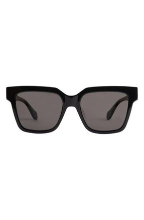 Mohala Eyewear Hana 55mm Low Bridge Wide Width Polarized Square Sunglasses in Black Lava /Gray Lenses at Nordstrom