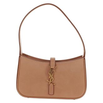 Saint Laurent Le 5 A 7 Hobo Leather Beige Leather Handbag (Pre-Owned)