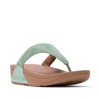 FitFlop Lulu Crystal Embelli Toe-Post in Metallic Frosted Sage at Nordstrom, Size 11