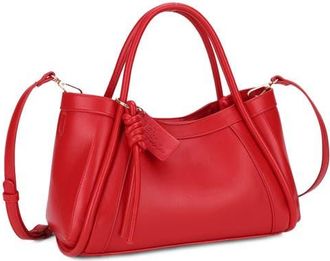 Mali + Lili Mabel Vegan Leather Satchel in Red at Nordstrom