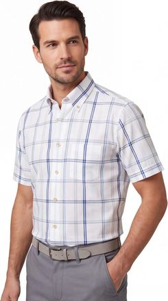 Led&ucirc;b Ledub Modern Fit overhemd wit geruit korte mouw
