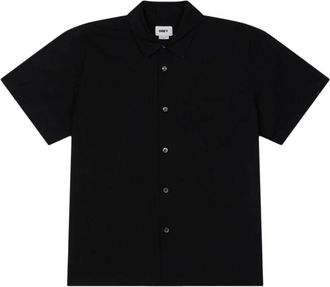 Obey Zwarte Wire Geweven Shirt - Heren - Korte mouwen Overhemden - Zwart - M - Katoen - Overhemden