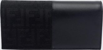 Fendi Portafoglio continental in pelle e jacquard con monogramma FF