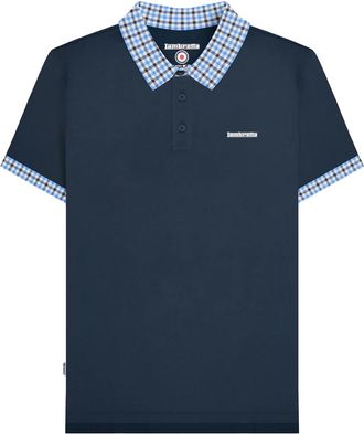 Lambretta Heren SS25 Gingham Polo Shirt (Marineblauw)