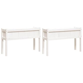 vidaXL Vidaxl - Jardineras Exterior Con Patas 2 Uds Madera Maciza Pino Blanco