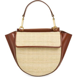 Wandler Mini Hortensia Two-Tone Leather & Raffia Handbag in Beige Raffia at Nordstrom