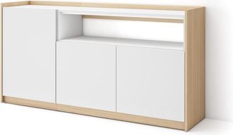 Skraut Home Aparador efecto madera blanco y roble 157x37x80cm