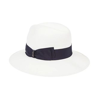 Borsalino Hats, male, White, Size: 57 CM White Straw Hat with Blue Band