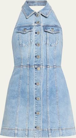 Alice & Olivia Kendall Denim Halter Mini Dress