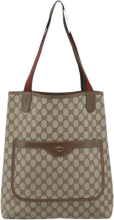 Gucci Pre-owned Vintage Tote Bag - Dames - Vintage Shopper - Beige - ONE Size - Leer - Vintage