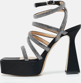 Mach & Mach Black Satin Sydney Platform Sandals