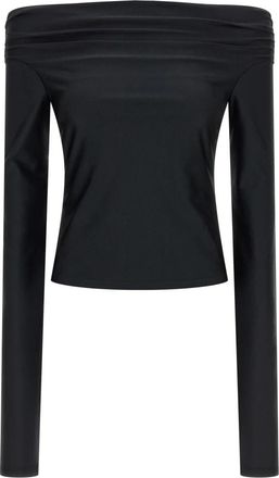 Andamane Wallis Shiny Lycra Top - Dames - Longsleeves - Zwart - L - Tops