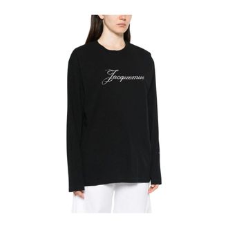 Jacquemus Tops, Dames, Zwart, L, Katoen, T-shirt met lange mouwen