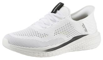 Skechers Slip-On Sneaker SKECHERS SLADE-QUINTO, Herren, Gr. 40, grau (wei&szlig;, grau), Mesh, Textil, kontrastfarbene Details, Schuhe Slip-On Sneaker, Slipper, Frei