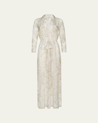 L'agence Cameron Paisley Silk Long Shirtdress