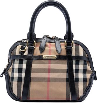 Burberry Pre-owned Burberry Small Leather Trimmed House Check Canvas Bridle Orchard Satchel Ladies UM20NXLMQ4Z6DU3E