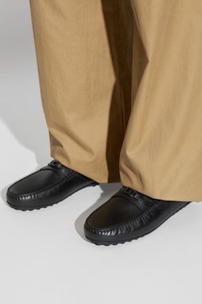 Tod's Leather City Gommino Moccasins, Mens, Black