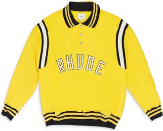 Rhude YELLOW LS WARM UP POLO SHIRT