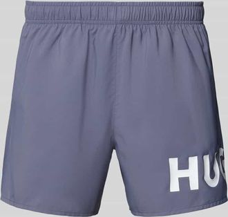 HUGO BOSS Badeshorts mit Label Print Modell MAKAI in Mittelgrau, Gr&ouml;&szlig;e XXL