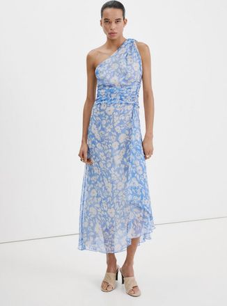 Mango Abito floreale con scollo asimmetrico blu - Donna - XS - MANGO