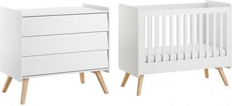 Vox Lettino Vox Vintage Bianco E Legno 60x120 E Cassettone A 3 Cassetti