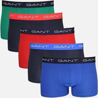 GANT Mens GANT 5-Pack Boxer Trunks In Solid Colours - Blue - Size: 37/36/32