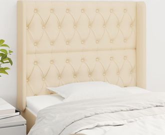 vidaXL Cabecero Con Orejas De Tela Color Crema 93x16x118/128 Cm Vidaxl