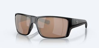 Costa Unisex Reefton Pro Polarized Sunglasses In Matte Black Copper Silver Mirror