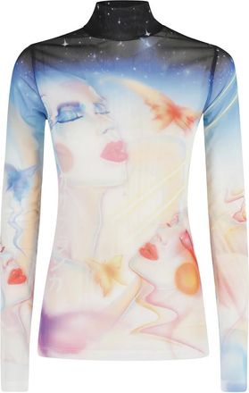 Casablanca Mesh Top met All Over Print - Dames - Longsleeves - Veelkleurig - M - Tule - Tops