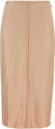 Ami Womens Skin Pink Stretch Satin Skirt - Tan - Size EU 38 (Womens)