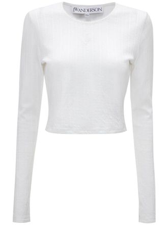 J.W.Anderson logo-jacquard cotton T-shirt - women - Cotton - M - White