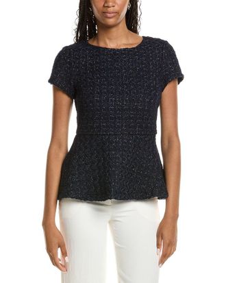 Sail to Sable Tweed Wool-Blend Peplum Top