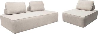 Sweeek Sof&aacute; modular en tejido borreguito, 3 plazas, beige