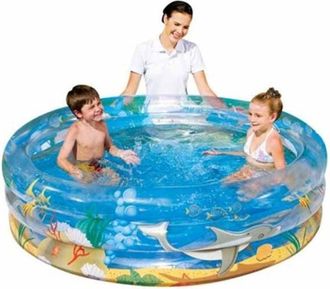 Trade Shop Trade Shop - Piscina Gonfiabile Per Bambini Trasparente Sea Life 3 Anelli 150 X 53 Cm