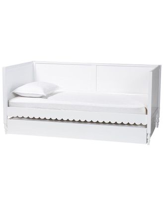 Baxton Studio Roni Modern Scalloped Twin Daybed With Trundle
