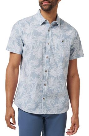 Travis Mathew Poolside Sips Short Sleeve Button-Up Shirt in Heather Dusty Blue at Nordstrom, Size Small